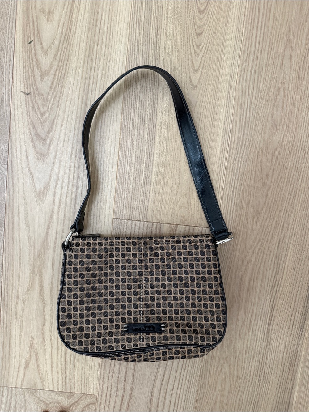 Nine & Co. Brown Patterned Shoulder Bag with Black Strap